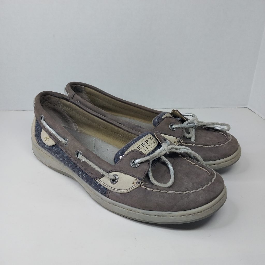 Sperry Top-Sider Womens Size 9 M Leather Grey Sequin Slip-On Shoes Boat Shoes